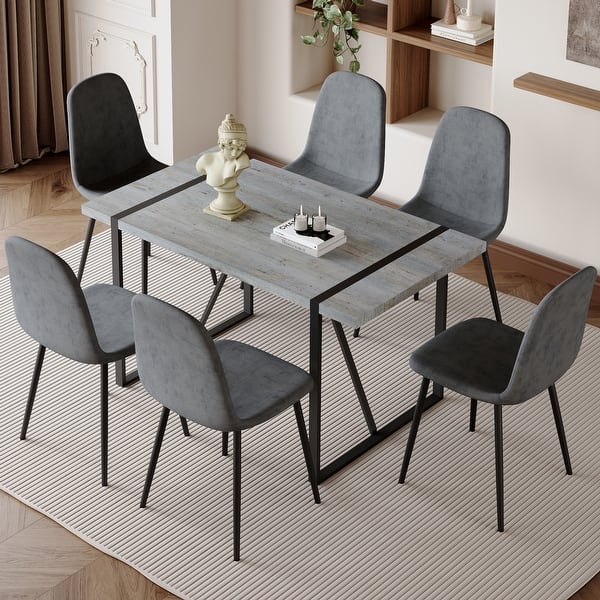 Table And Chair Set Minimalist Retro Rectangular Dining Table With ...