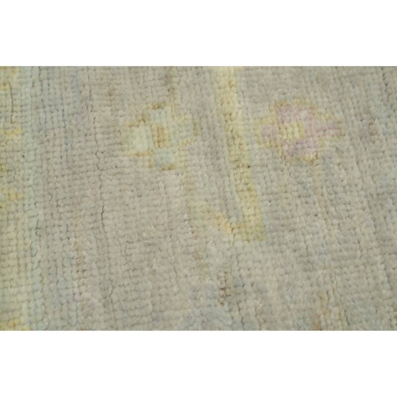 Vegetable Dye Wool Oushak Turkish Area Rug, Floral Geometric Carpet - 13' 4'' X 9' 8''