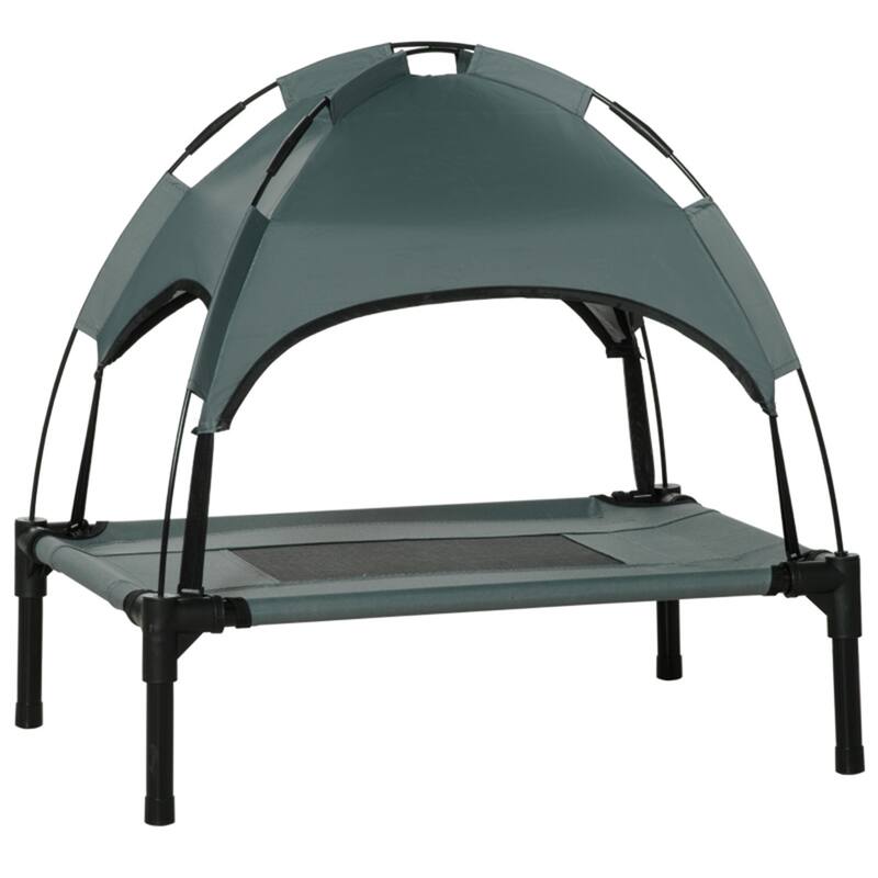 Foldable Elevated Pet Bed with Lightweight Steel Frame Including Travel Bag - 24"L x 18"W x 24.5"H - Grey-Black