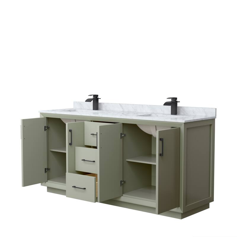 Strada 72-Inch Double Vanity Set, Carrara Marble Top