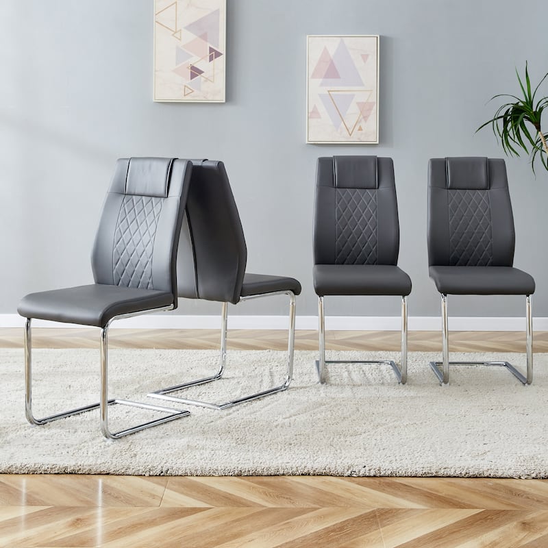 Faux Leather Dining Chairs - Grey