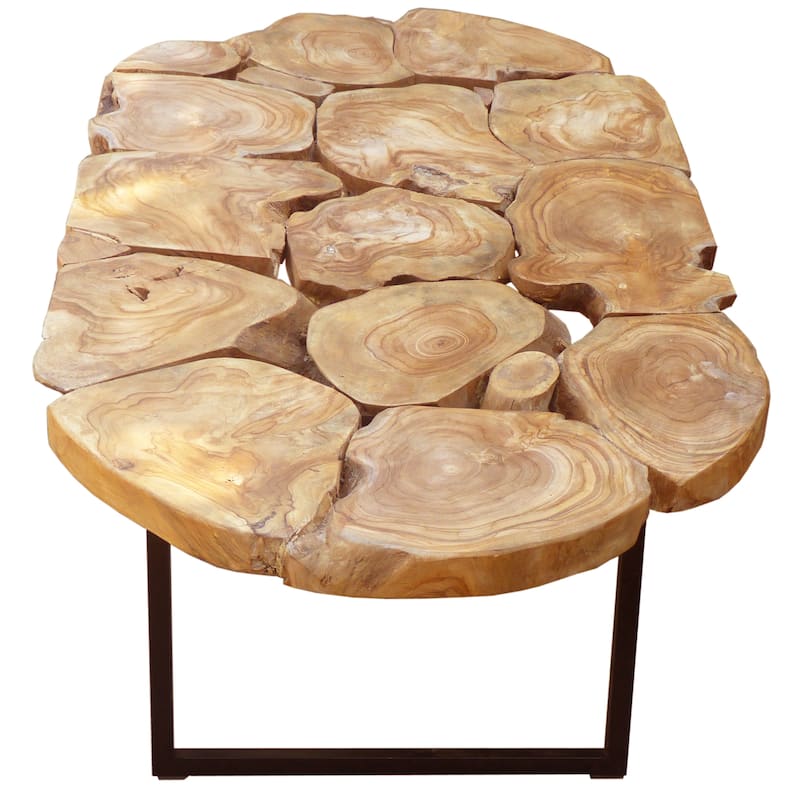 Rustic Recycled Teak Wood Ampyang Oval Coffee Table