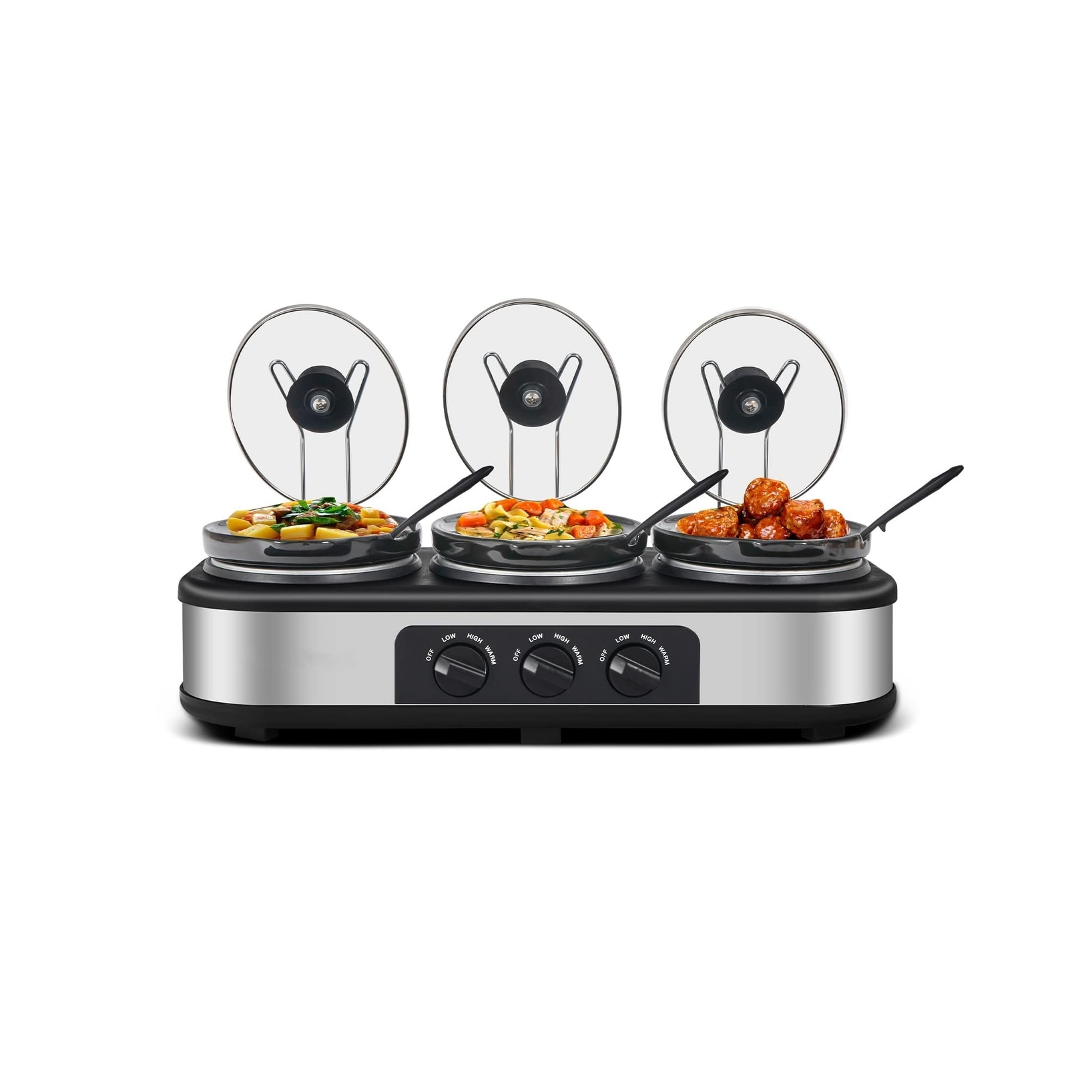 Triple Slow Cooker with Lid Rests, Breakfast Buffet Servers and Warmers  with 3 X 1.5Qt, Lids & Adjustable Temp, Dishwasher Safe - Bed Bath & Beyond  - 39589152