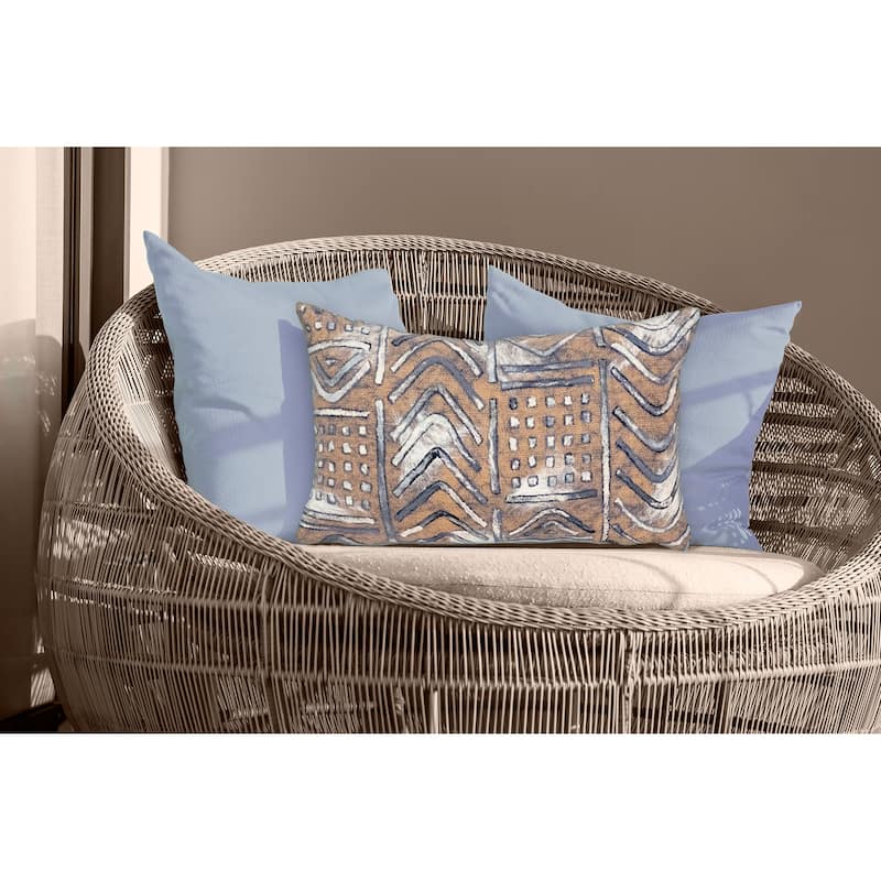 Liora Manne Visions IV Bambara Indoor/Outdoor Pillow Indigo 20" x 20" - Accent - 12" x 20" - Navy Blue