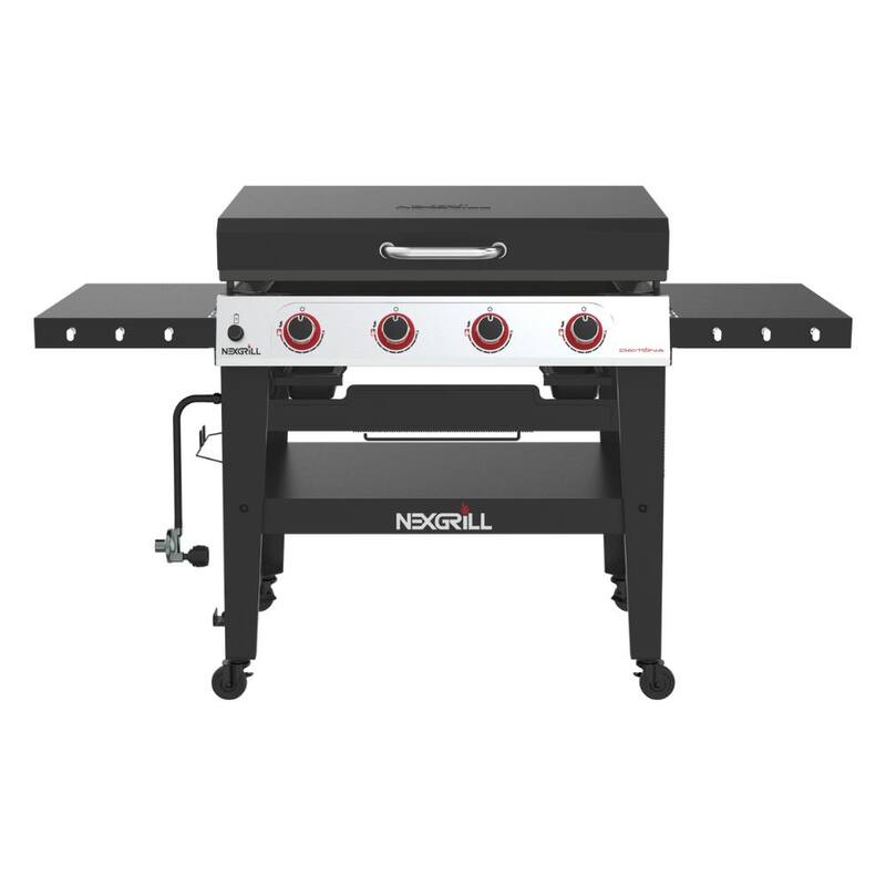 Nexgrill Daytona 4-Burner Propane Gas Griddle with Side Tables - Black