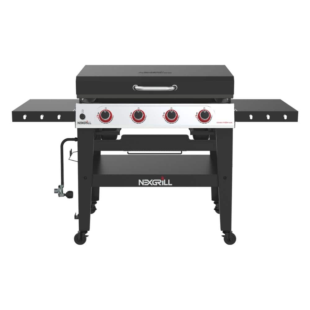 Nexgrill Daytona 4-Burner Propane Gas Griddle with Side Tables - Black