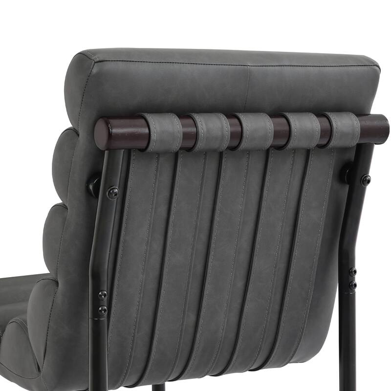 Set of 4 26.in Modern Upholstered Counter Height Bar Stool with Ribbed Backrest and Solid Wood & Metal Frame