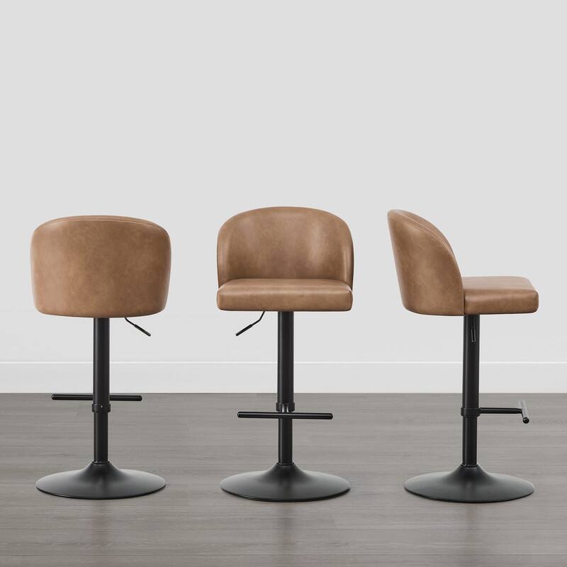 Spruce & Spring Charlotte Modern Adjustable Swivel Bar Stools Set with Arched Footrest