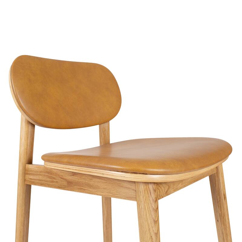 Poly and Bark Bonato Leather Counter Stool - Solid Wood Frame