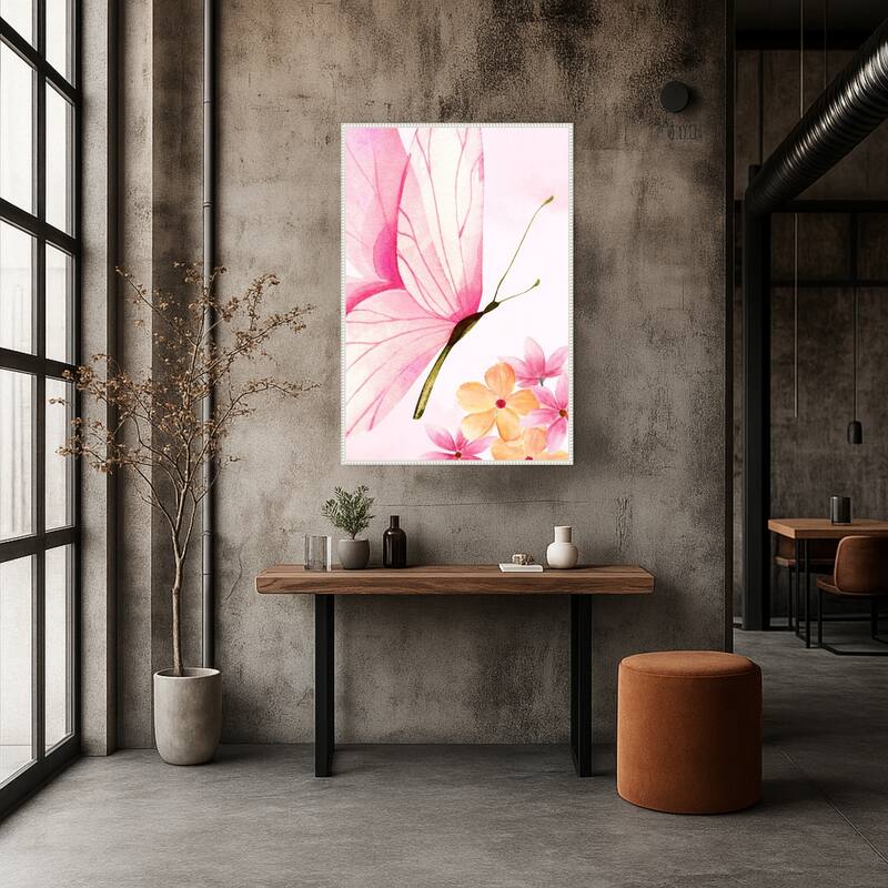 Pink Floral Butterfly by Saskia Michele Framed Canvas Wall Art Print