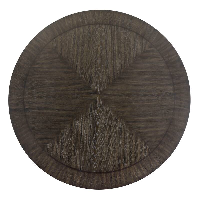 1pc Transitional Round Table with Lazy Susan Dark Brown Finish Single Pedestal Wooden Dining Room Furniture