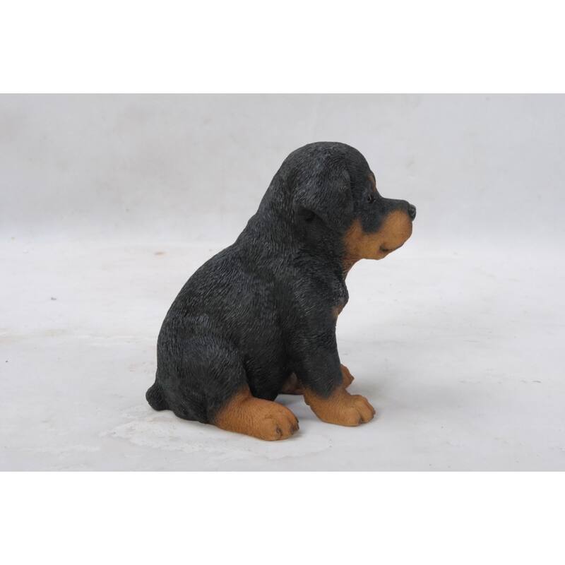 Sitting Rottweiler Puppy Outdoor Garden Statue - 6.5"