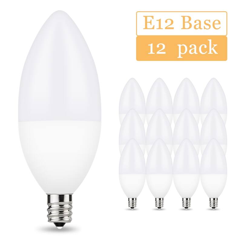 YUNSUN 6-Pack 6W LED Light Bulb, 60W Equivalent, B10/E12 Base, 5000K Daylight, 550 Lumens, Household Bulb, Energy-Saving - 12 Pack