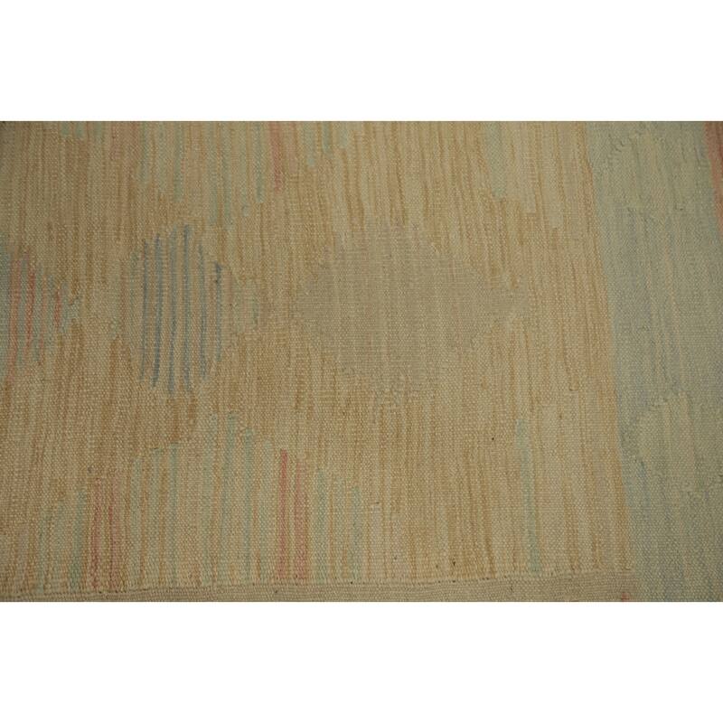 Hand Woven Oriental 100% Wool Carpet Southwestern Tribal Oranges & Rust Kilim Runner Rug - 9' 11'' X 2' 6''