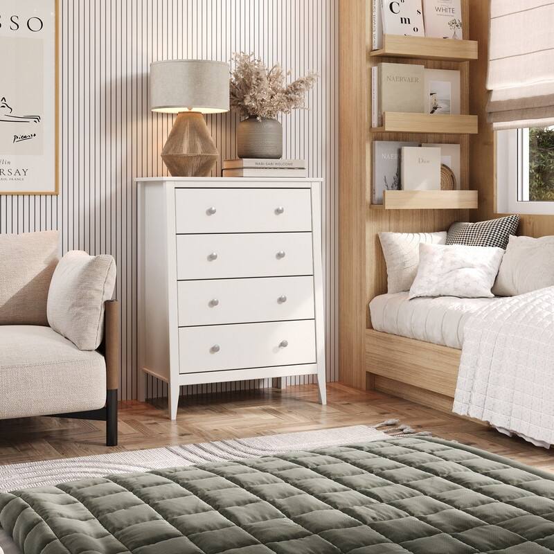 Jela Solid Wood 4 Drawer Dresser - White