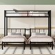 preview thumbnail 2 of 11, Black Twin XL over Twin Metal Triple Bunk Bed with Fence and Ladder