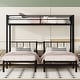 preview thumbnail 2 of 11, Triple Bunk Bed with Drawers, Metal Frame, Bed Head with Shelving, Twin over Twin & Twin, Black