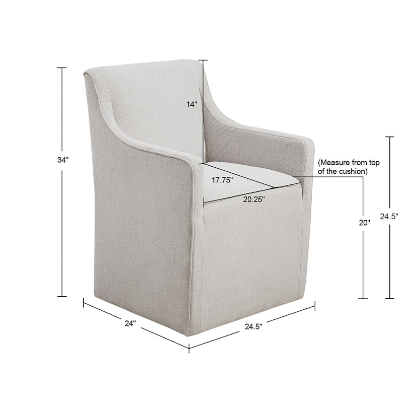 1 Piece Fabric Armrest Dining Chair Seat Sofa w/ Hidden Mobile Casters