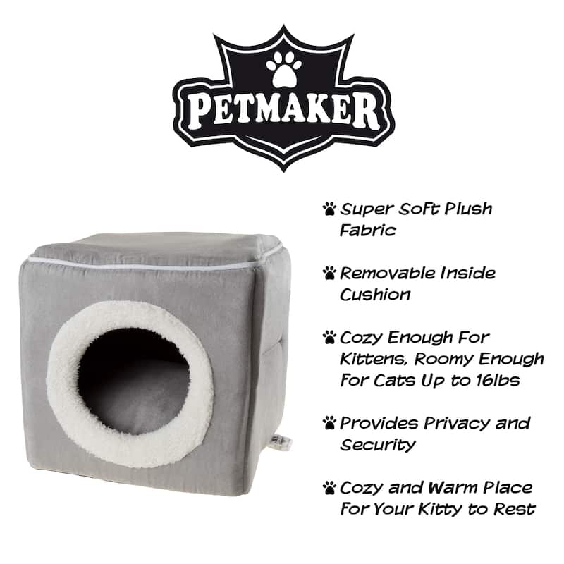 PETMAKER Cozy Cat Cave Enclosed Cube Indoor Pet Bed