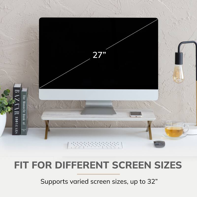 Jani Wood Monitor Stand Riser Desk - Ergonomic Design Stand, Desktop Organizer Table for Home, Office Workspace, Gaming Desk