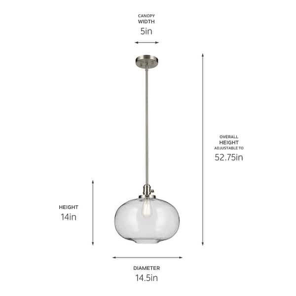 dimension image slide 7 of 16, Kichler Lighting Avery 1-Light Pendant Light with Seeded Glass