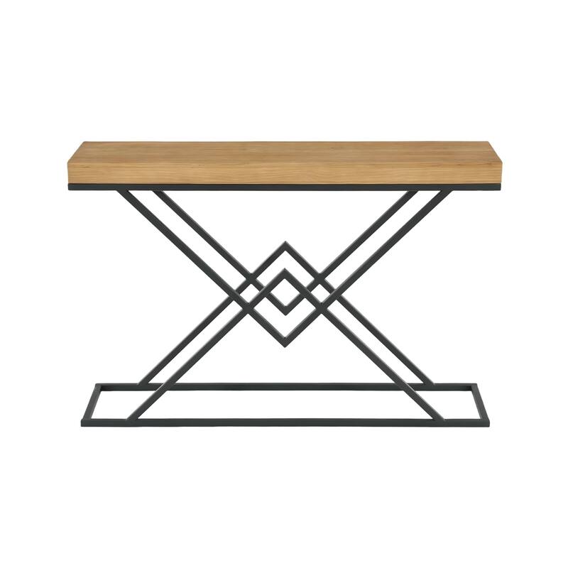 Solid Wood Console Table, 43.2" Modern Industrial Entryway Table