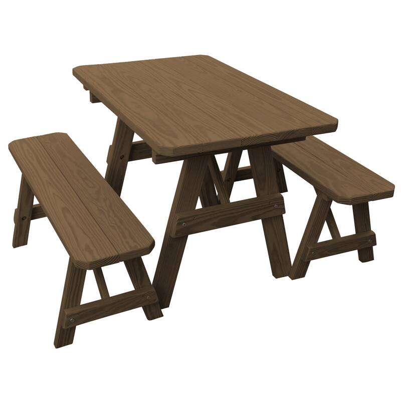 Pine 4' Traditional Picnic Table with 2 Benches - Mushroom Stain