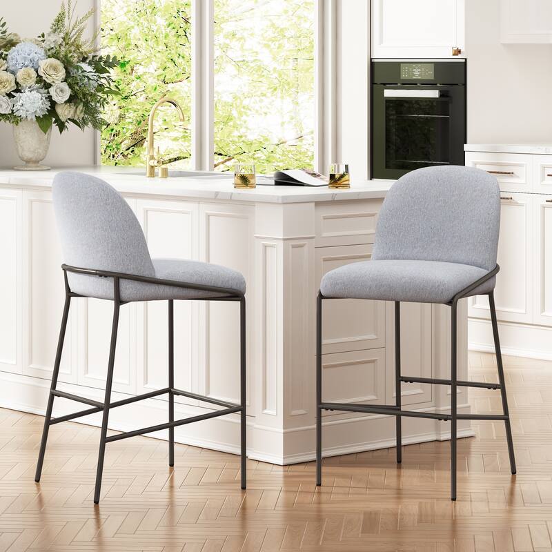 Christopher Knight Home - Bruce Upholstered Metal Bar Stool (Set of 2)