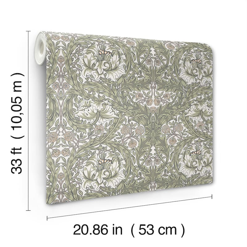 A-Street Prints African Marigold Green Floral Wallpaper