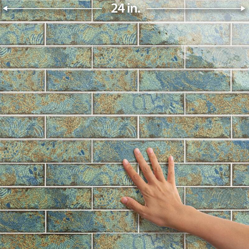 Merola Tile Gaudi React Brick Ocean 2-3/8" x 9-3/4" Porcelain Floor and Wall Tile