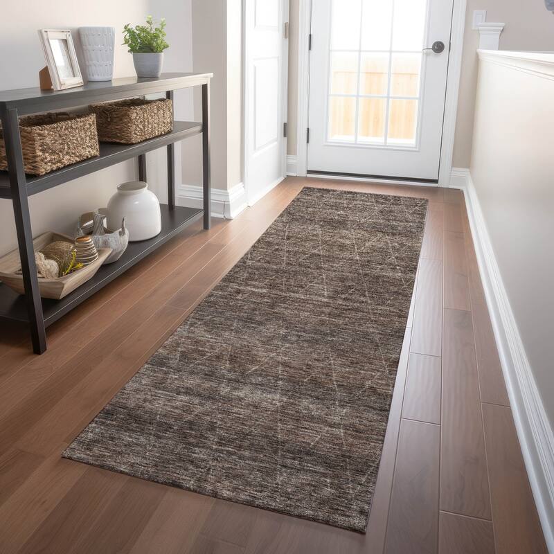Machine Washable Indoor/ Outdoor Trellis Ombre Chantille Rug - Coffee - 2'3" x 7'6"