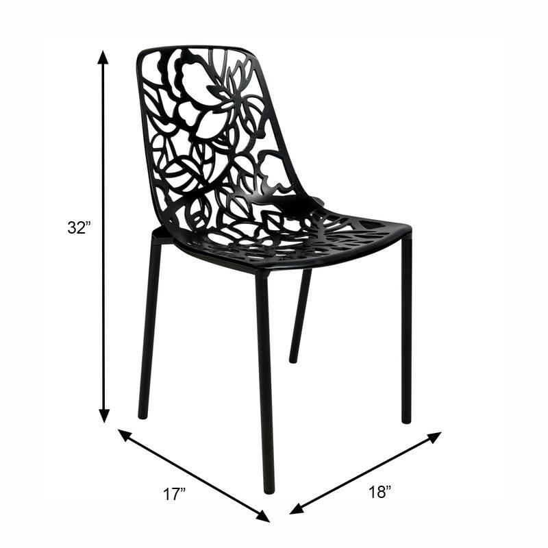 Devon (Set of 2) Floral Aluminum Indoor/Outdoor Dining Chair with UV-Protected, Powder-Coated Finish & Weather-Resistant