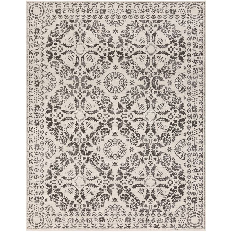 Feldman Grey Traditional Medallion Area Rug - 7'10" x 10'3"