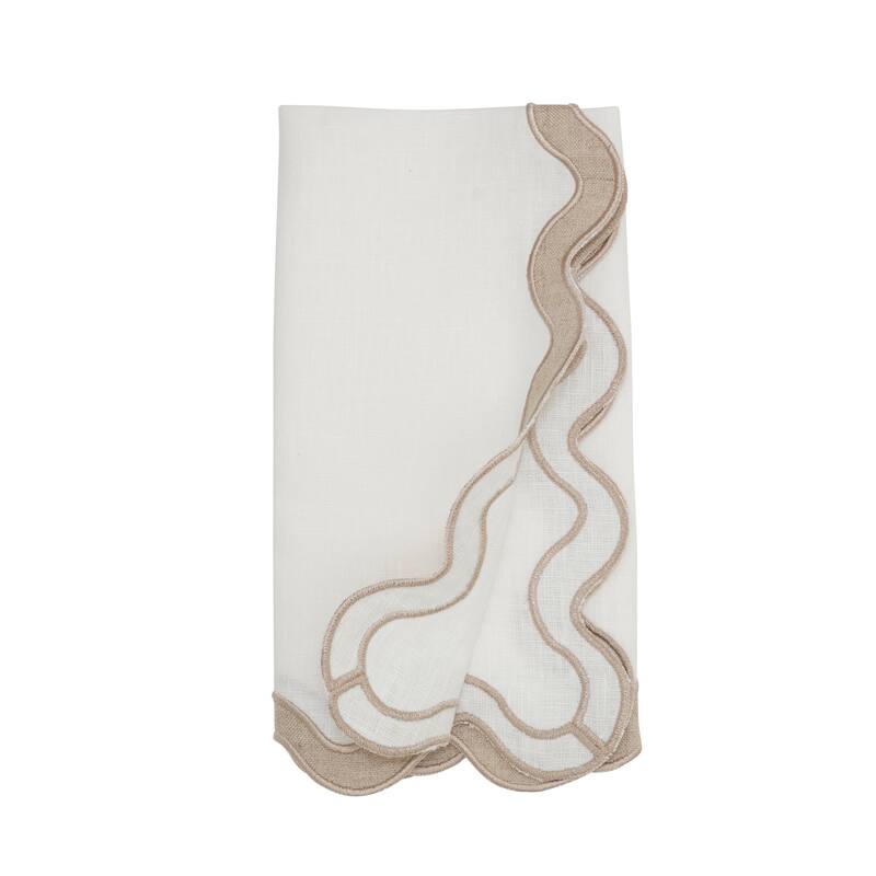100% Linen Soft Hue Scallop Napkin (Set of 4) - 20"x20"
