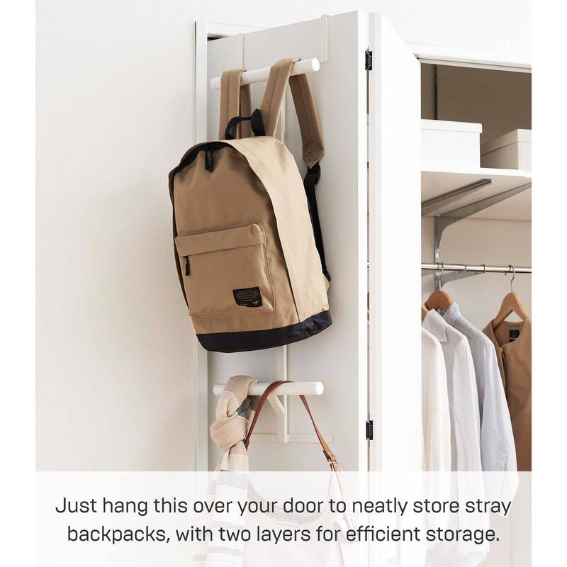 Yamazaki Home Over-the-Door Backpack Hanger, Steel, Holds 22 lbs - L 4.53 x W 10.43 x H 36.42 inches