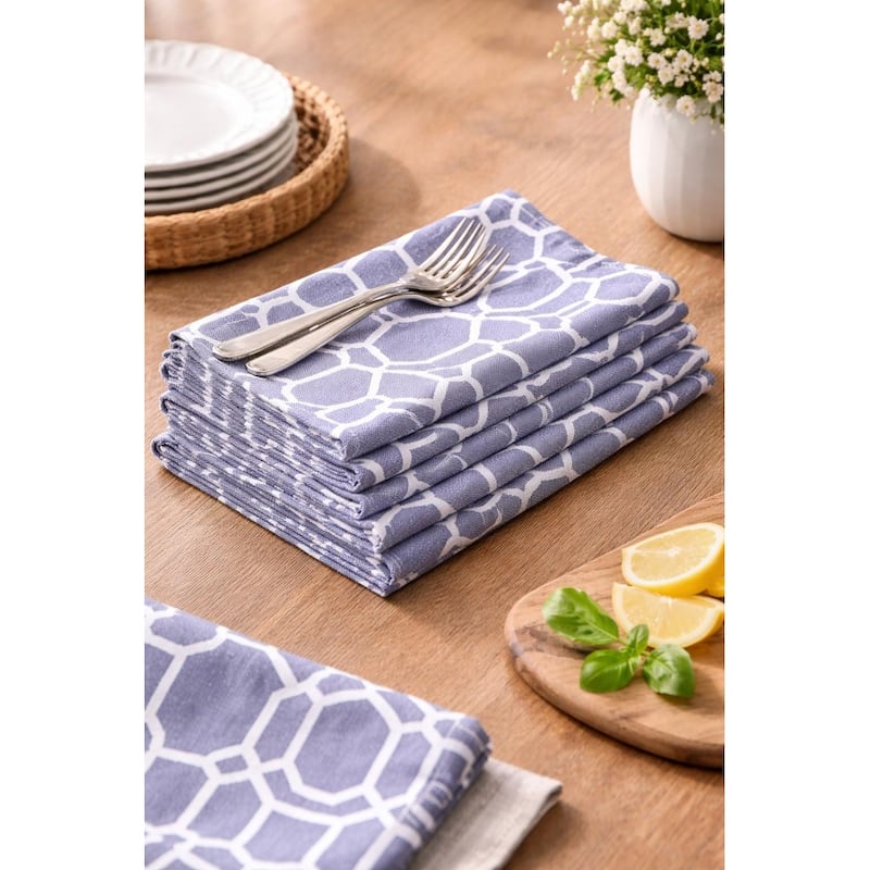 Trellis Navy Cotton Napkin Set of 6 - Set of 6