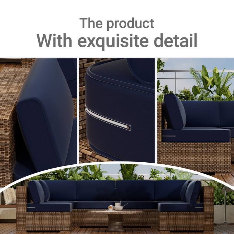 14-Piece Patio Furniture Sofa Cushions, 6-Seater Outdoor Cushion Set (Only Include Cusions，Not Sofa） - 25.6*25.6*4in