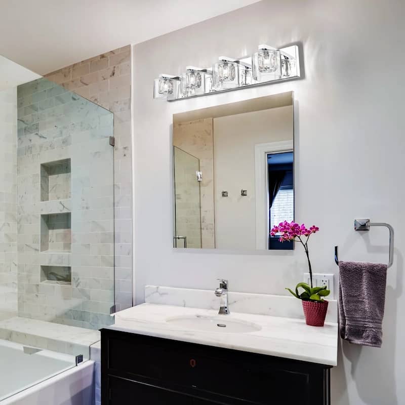 Kolt Chrome Traditional 4-Light Bathroom Vanity Light