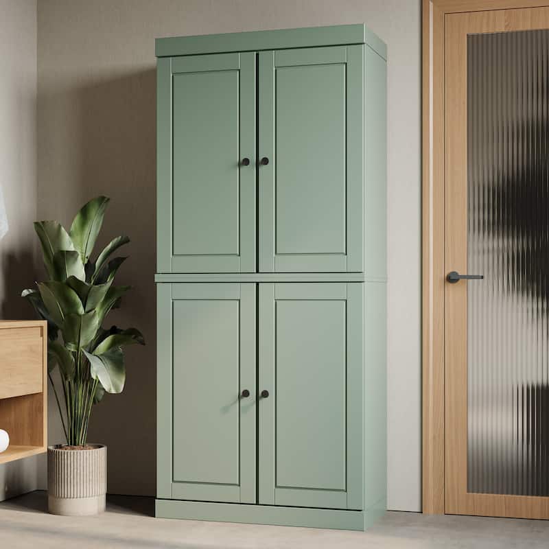 Palace Imports 100% Solid Wood Bathroom Storage Cabinet, Raised Panel Doors, 2 Drawers, Adjustable Shelves, 32" Wide, 71.5" Tall