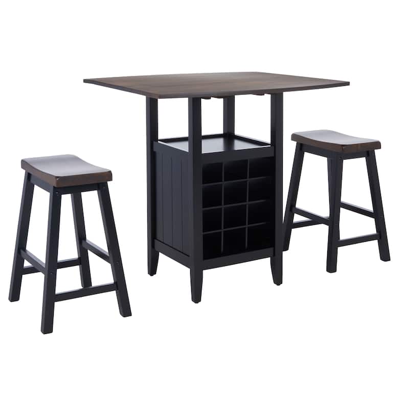 SAFAVIEH Mascha 3-Piece Set Drop Leaf Pub Table - 36" W x 36" L x 36" H - 36Wx36Dx36H