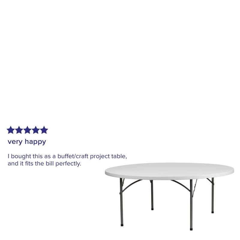72" Round Granite White Plastic Folding Table - Banquet and Event Furniture