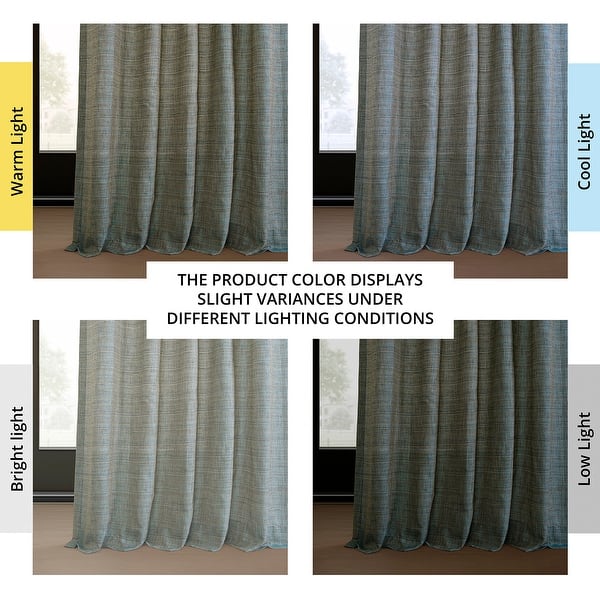 dimension image slide 5 of 6, Exclusive Fabrics Raw Linen Weave Light Filtering Curtains for Bedroom & Living Room Curtains Pair - 2 Panel Drapes