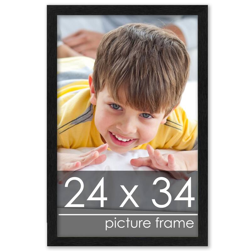 24x34 Traditional Black Complete Wood Picture Frame with UV Acrylic