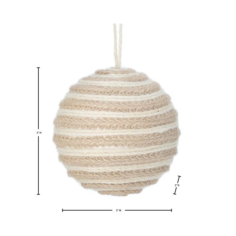 5" Woven Jute Ball Ornament Set of 3