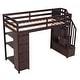 preview thumbnail 3 of 12, Twin Size Wooden Loft Bed With 4 Storage Drawers,Shelves and Stairs