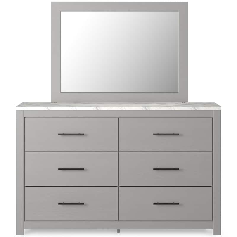 Signature Design by Ashley Cottonburg Light Gray / White Bedroom Mirror - Light Gray / White - 42"W x 2"D x 31"H