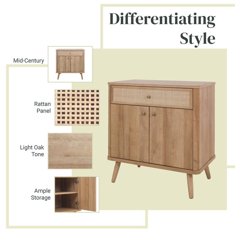 NPD Furniture Thelma KD Rattan Small Cabinet 1 Drawer 2 Doors