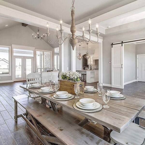 slide 1 of 10, The Gray Barn Farmhouse 6-light Wood Curve Arm French Country Chandelier