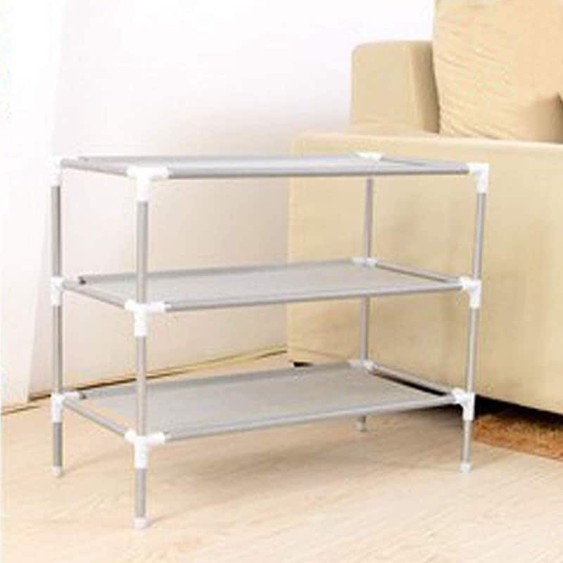 3 Tier Shoe Rack Storage Organizer Cabinet Shelf - Grey
