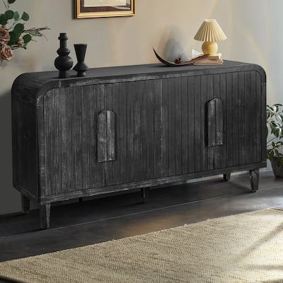 GDFStudio - Sophia Vintage Farmhouse 59'' Curved Storage Sideboard with Adjustable Shelves